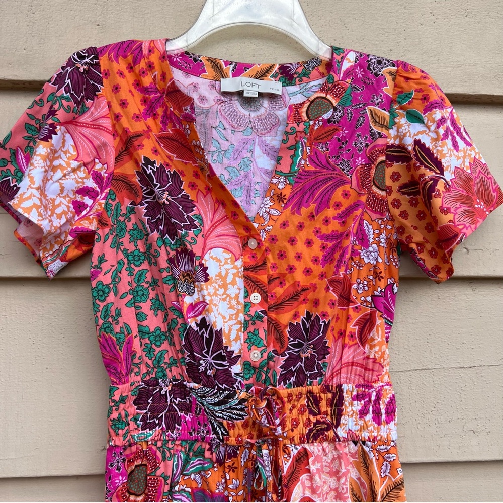 Loft Orange Patchwork Boho Drawstring Waist Mini … - image 5